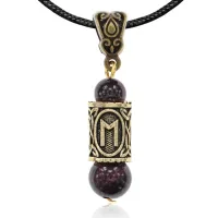 Кулон-амулет с руной Эваз (Здоровье, путешествия, любовь, успех), гранат KULZ-05