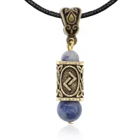 Кулон-амулет с руной Йера (Отношения, накопления, исцеление), содалит KULZ-06