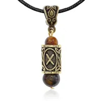 Кулон-амулет с руной Гебо (Бизнес, партнерство, семья, гармония), тигровый глаз KULZ-07