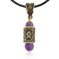 Кулон-амулет с руной Одал (Защита, развитие, достижение цели), аметист KULZ-11