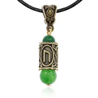 Кулон-амулет с руной Уруз (Энергия, воля, внутренние силы), нефрит KULZ-12