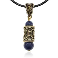 Кулон-амулет с руной Перт (Удача, сексуальность, плодовитость), лазурит KULZ-13