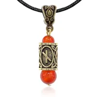 Кулон-амулет с руной Наутиз (Упорство, уверенность, достижение цели), сердолик KULZ-14