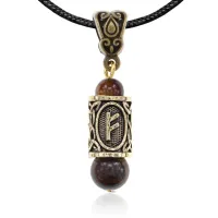 Кулон-амулет с руной Феху (Карьера, бизнес, богатство, любовь), тигровый глаз KULZ-16