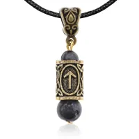 Кулон-амулет с руной Тейваз (Управление своей судьбой, победа), лабрадор KULZ-19