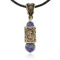 Кулон-амулет с руной Эйваз (Устранение любых препятствий), содалит KULZ-21