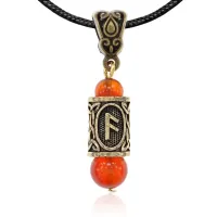 Кулон-амулет с руной Ансуз (Лидерство, красноречие, адаптивность), сердолик KULZ-23