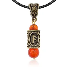 Кулон-амулет с руной Ансуз (Лидерство, красноречие, адаптивность), сердолик KULZ-23