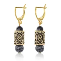 Серьги-амулеты с руной Йера (Отношения, накопления, исцеление), содалит SERZ-06