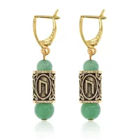 Серьги-амулеты с руной Уруз (Энергия, воля, внутренние силы), нефрит SERZ-12