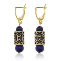 Серьги-амулеты с руной Перт (Удача, сексуальность, плодовитость), лазурит SERZ-13