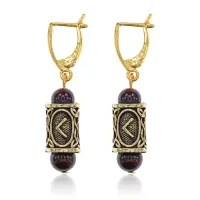 Серьги-амулеты с руной Кеназ (Творчество, страсть, вдохновение), гранат SERZ-18