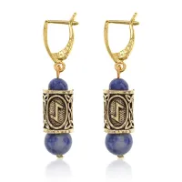 Серьги-амулеты с руной Эйваз (Устранение любых препятствий), содалит SERZ-21