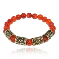 Рунический браслет Трудолюбие и богатство с нат.камнем Сердолик 8мм