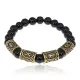 Рунический браслет Богатство и мир с нат.камнем Черный агат 8мм BSRQ-02