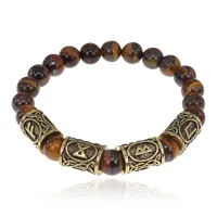 Рунический браслет Богатство навсегда с нат.камнем Тигровый глаз 8мм BSRQ-05