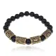 Рунический браслет Богатство и стабильный доход с нат.камнем Черный агат 8мм BSRQ-07