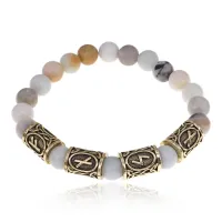 Рунический браслет Богатство и позитив с нат.камнем Амазонит 8мм BSRQ-14