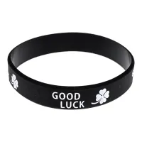 Спортивный резиновый браслет На удачу, цвет черный BS821-01