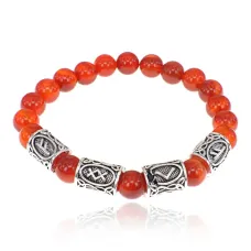 Рунический браслет Трудолюбие и богатство с нат.камнем Сердолик 8мм BSRR-01
