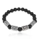 Рунический браслет Богатство и мир с нат.камнем Черный агат 8мм BSRR-02