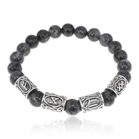 Рунический браслет Богатство и сила с нат.камнем Змеевик 8мм BSRR-03