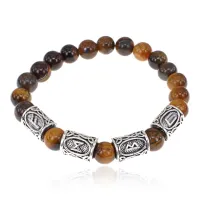 Рунический браслет Богатство навсегда с нат.камнем Тигровый глаз 8мм BSRR-05