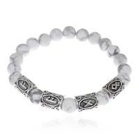 Рунический браслет Богатство семьи с нат.камнем Кахолонг 8мм BSRR-06