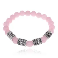 Рунический браслет Богатство и любовь с нат.камнем Розовый кварц 8мм BSRR-11