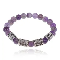 Рунический браслет Богатство и самосовершенствование с нат.камнем Аметист 8мм BSRR-12
