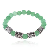 Рунический браслет Богатство и удача с нат.камнем Нефрит 8мм BSRR-13
