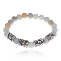 Рунический браслет Богатство и позитив с нат.камнем Амазонит 8мм BSRR-14