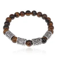 Рунический браслет Абсолютное богатство с нат.камнем Тигровый глаз 8мм BSRR-18