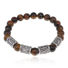 Рунический браслет Абсолютное богатство с нат.камнем Тигровый глаз 8мм BSRR-18