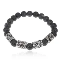 Рунический браслет Богатство и благосостояние с нат.камнем Змеевик 8мм BSRR-24