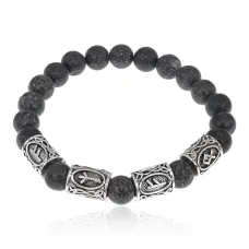 Рунический браслет Богатство и благосостояние с нат.камнем Змеевик 8мм BSRR-24