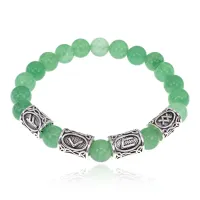 Рунический браслет Богатство и здоровье с нат.камнем Нефрит 8мм BSRR-25
