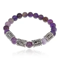 Рунический браслет Богатство и счастливая жизнь с нат.камнем Аметист 8мм BSRR-26