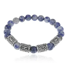 Рунический браслет Богатство и финансовая свобода с нат.камнем Содалит 8мм BSRR-27