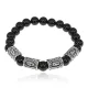 Рунический браслет Богатство и успех с нат.камнем Черный агат 8мм BSRR-28