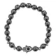 Браслет-амулет Хамса с синт. камнем Гематит (не магнит.) 10мм BSHS-28