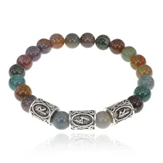 Рунический браслет Лучшая жизнь с нат.камнем Яшма 8мм BSRH1-001