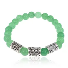 Рунический браслет Обновление и оздоровление тела с нат.камнем Нефрит 8мм BSRH1-002