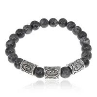Рунический браслет Успех и личностный рост с нат.камнем Лабрадор 8мм BSRH1-005