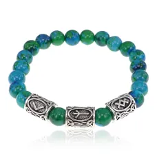 Рунический браслет Рунические активаторы с синт.камнем Хризоколла 8мм BSRH1-006