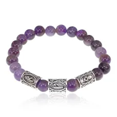 Рунический браслет Стабильный доход с нат.камнем Аметист 8мм BSRH1-007