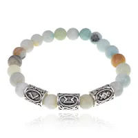 Рунический браслет Улучшение самочувствия с нат.камнем Амазонит 8мм BSRH1-009