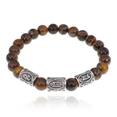 Рунический браслет Максимальное развитие с нат.камнем Тигровый глаз 8мм BSRH1-010