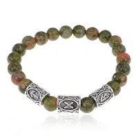Рунический браслет Коррекция отношений с нат.камнем Унакит 8мм BSRH1-011