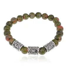 Рунический браслет Коррекция отношений с нат.камнем Унакит 8мм BSRH1-011